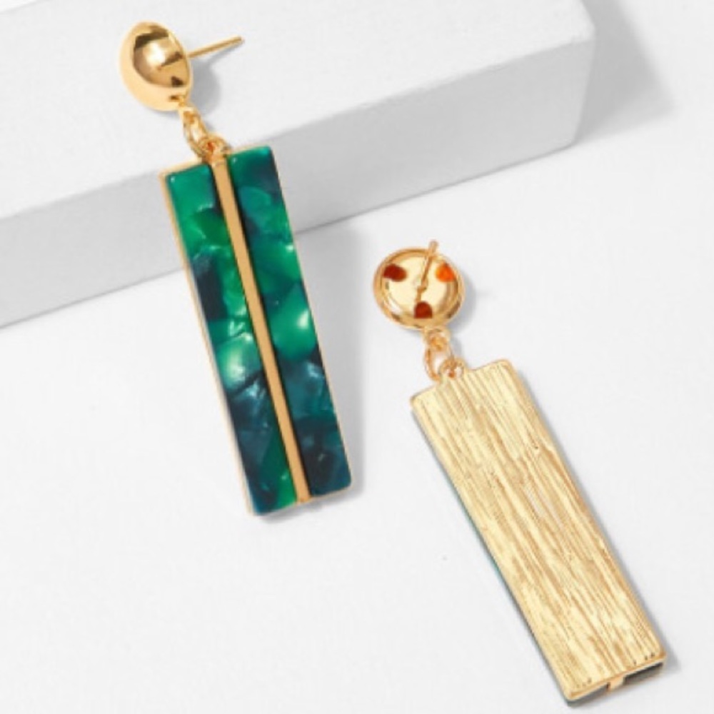 Marbled Bar Drop Post Earrings - Picture 3 of 3